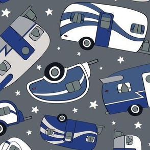 Cozy Campers Tossed (Full Size) Blue Gray White