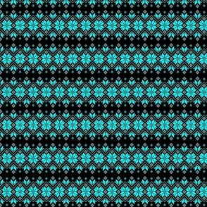 Wellspring - Star Alatyr - Ethno Ukrainian Traditional Pattern - Slavic Symbol - Small - Lazure Blue White on Black