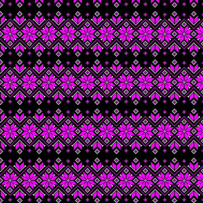 Wellspring - Star Alatyr - Ethno Ukrainian Traditional Pattern - Slavic Symbol - Middle - Hot Pink White on Black