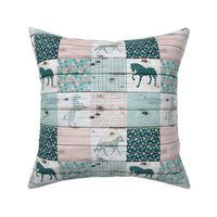 Horse Patchwork Teal Peach - 3 inch squares