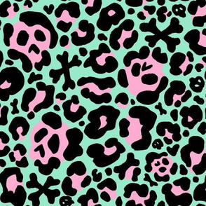 Skull Leopard Print - Mint