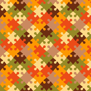 Retro puzzle autumn colors diagonal orange green brown