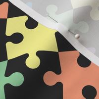 Colorful Puzzle game pieces diagonal black