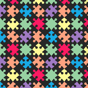 Colorful Puzzle game pieces diagonal black