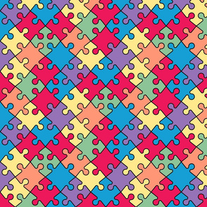 Puzzle diagonal colorful black contour