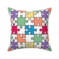 Retro puzzle game pieces colorful white background large