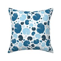 Retro Abstract Round Blue Navy Leaves