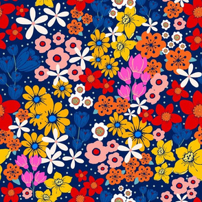 Wildflowers on Navy - Large Scale