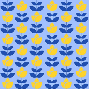 Yellow Tulips on Blue - Bigger Scale
