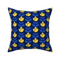 Yellow Tulips on Navy - Larger Scale