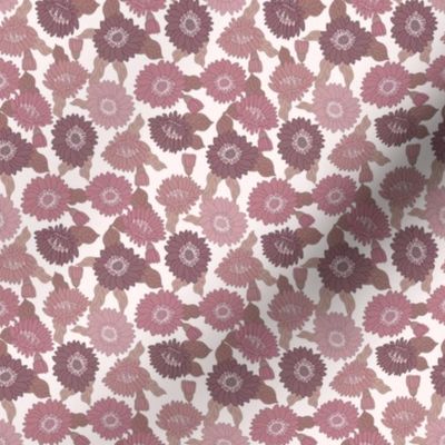SMALL  retro 70s floral fabric - seventies design trendy aesthetic pattern -MAUVE