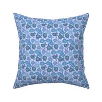 SMALL  retro 70s floral fabric - seventies design trendy aesthetic pattern -BLUE