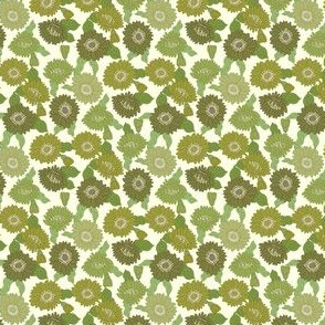 TINY  retro 70s floral fabric - seventies design trendy aesthetic pattern -LIGHT GREEN