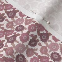 TINY  retro 70s floral fabric - seventies design trendy aesthetic pattern -MAUVE