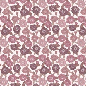 TINY  retro 70s floral fabric - seventies design trendy aesthetic pattern -MAUVE