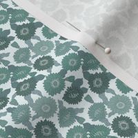 TINY  retro 70s floral fabric - seventies design trendy aesthetic pattern -GREEN