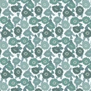 TINY  retro 70s floral fabric - seventies design trendy aesthetic pattern -GREEN