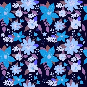Blue Whimsical Flowers