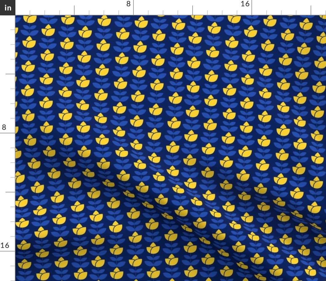 Yellow Tulips on Navy - Smaller Scale