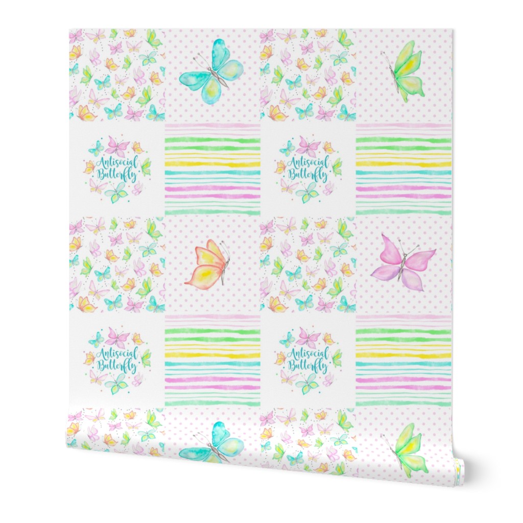 Bigger Patchwork 6" Squares Antisocial Butterfly Funny Sarcastic Adult Humor for Cheater Quilt or Blanket