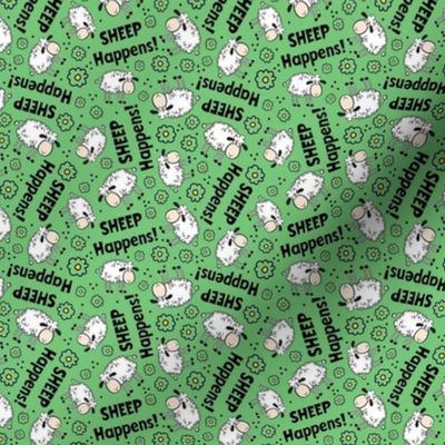 Small Scale Sheep Happens Funny Sarcastic Animals on Green