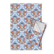 Tiger Damask - light blue orange - medium