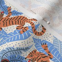 Tiger Damask - light blue orange - medium