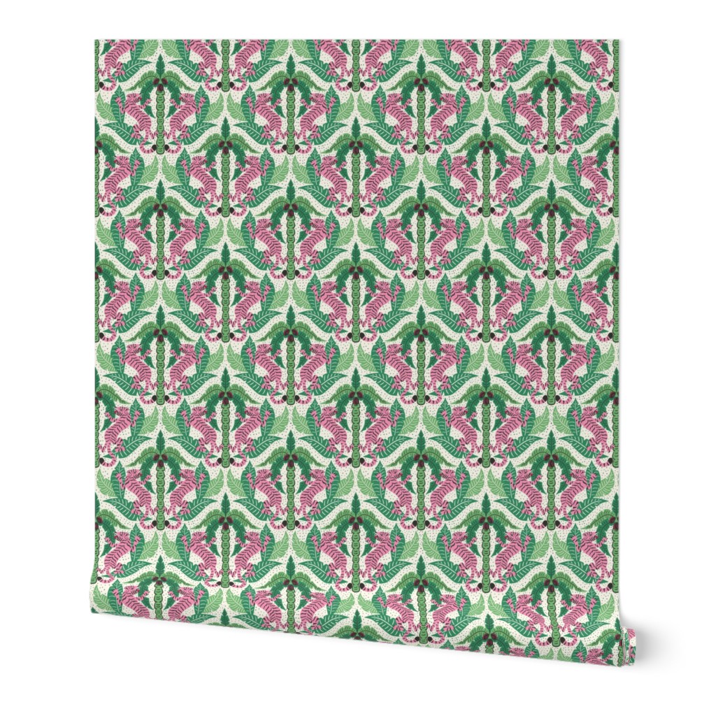 Tiger Damask- green pink light version- medium