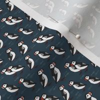 MICRO  puffin // bird birds puffins blue kids animals fabric