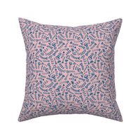 Folk Floral - Small Scale Pink/Blue