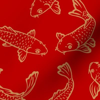 Koi Fish - Medium - Red Gold