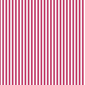 Small Raspberry Bengal Stripe Pattern Vertical in White