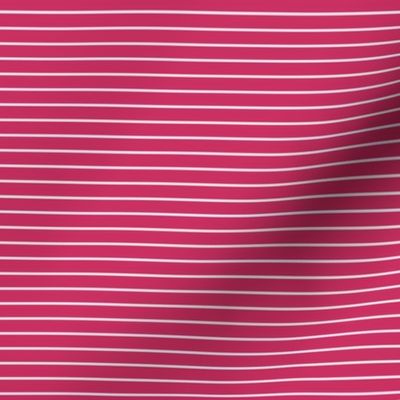 Small Raspberry Pin Stripe Pattern Horizontal in White