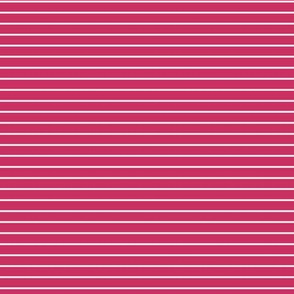 Small Raspberry Pin Stripe Pattern Horizontal in White