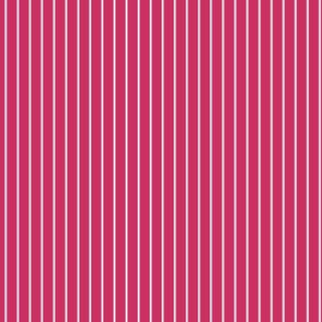 Small Raspberry Pin Stripe Pattern Vertical in White