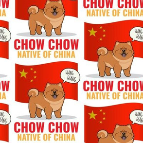 Chow Chow China Flag Medium White