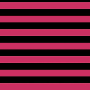 Raspberry Awning Stripe Pattern Horizontal in Black