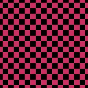 Checker Pattern - Raspberry and Black