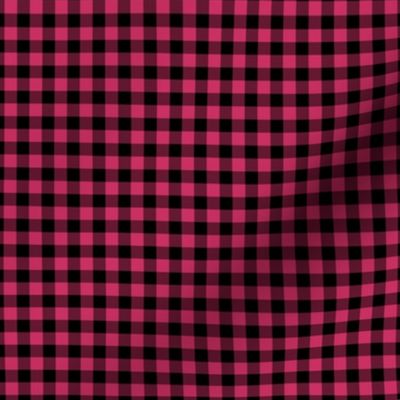 Small Gingham Pattern - Raspberry and Black