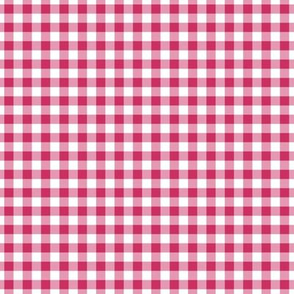 Small Gingham Pattern - Raspberry and White