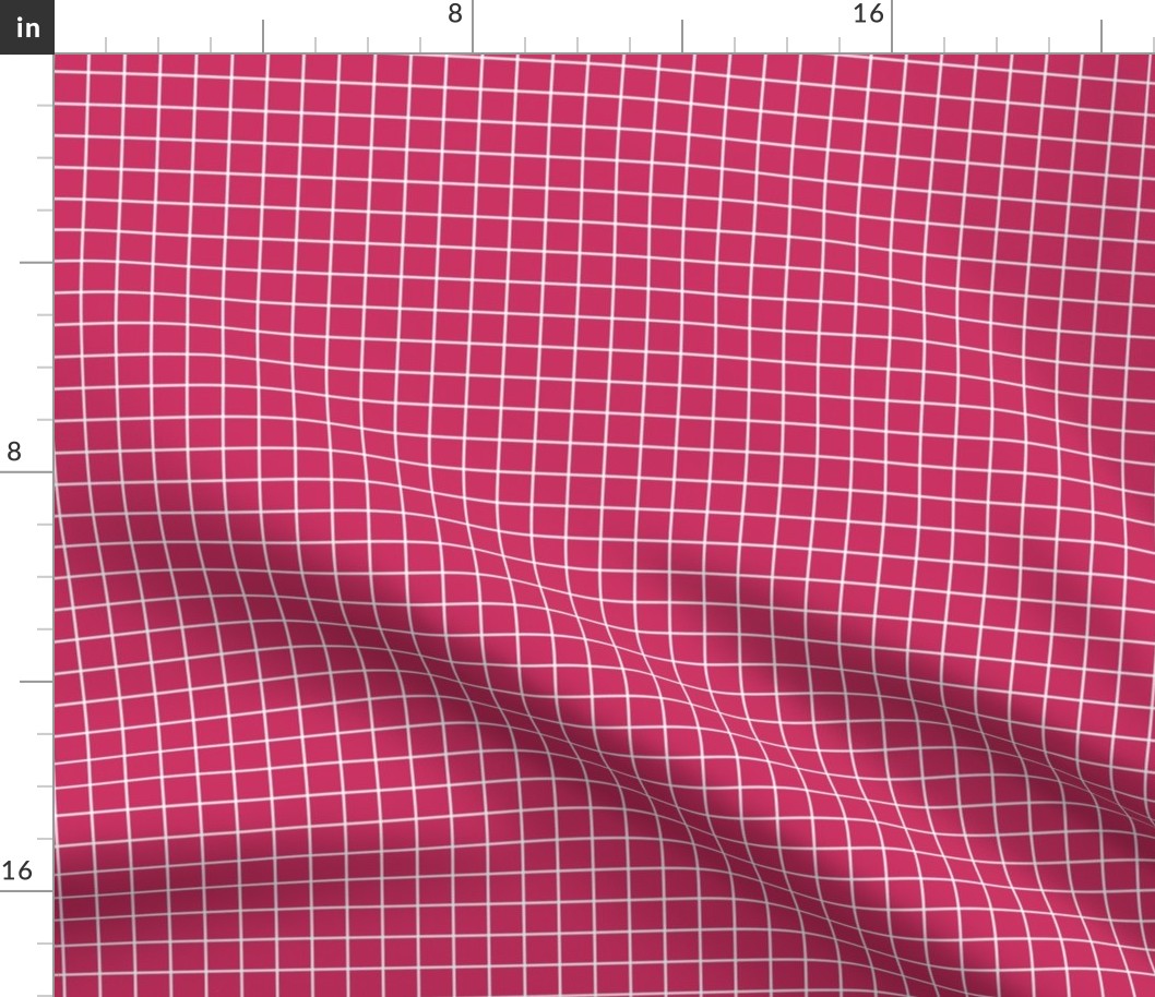 Grid Pattern - Raspberry and White