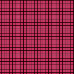 Small Grid Pattern - Raspberry and Black