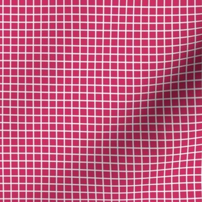 Small Grid Pattern - Raspberry and White
