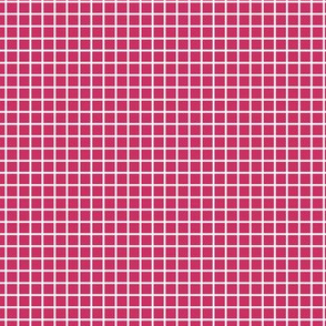 Small Grid Pattern - Raspberry and White