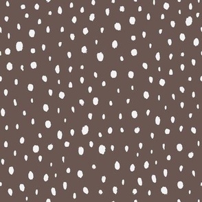 Brushed paint stroke dots - white on chocolate