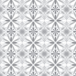 Floral tile in grey