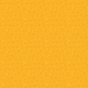 Cute orange flowers outlined on a yellow background