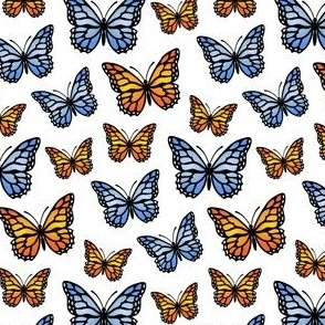 Blue & Orange Butterflies v6-02