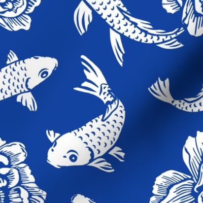 Koi Fish - Large - Chinoiserie Blue White