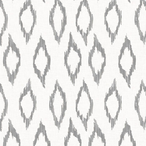 Sketchy Ikat Argyle Diamond  - white & soft grey